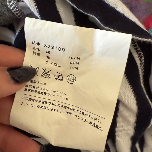 COMME des GARÇONS Shirt | Asymmetrical Striped Long Sleeve T Shirt Wool Small - Picture 9 of 9